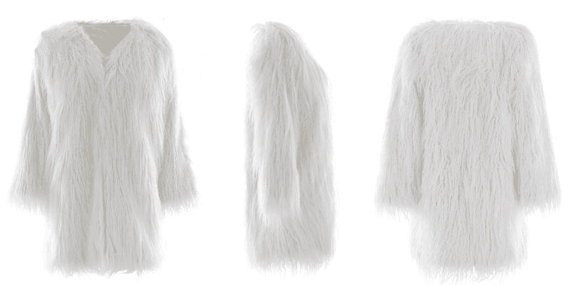Damen Wintermantel Weich Flauschig Lang