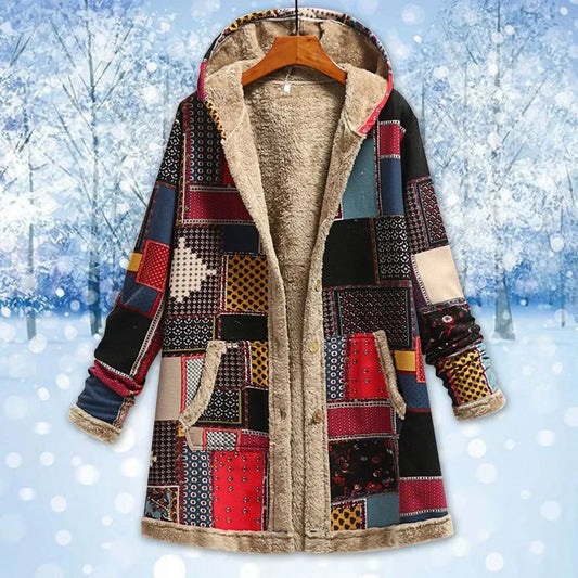Fleecejacke Damen Langer Kapuzenmantel Relaxed Fit - IdealeKleiden