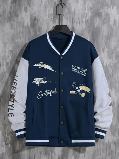 Lässige Herren-Baseballjacke Sportlich Casual - IdealeKleiden