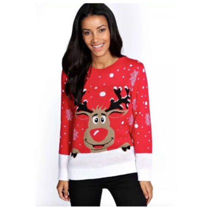 Weihnachts-Pullover Damen Weich Fröhlich Rentier Design