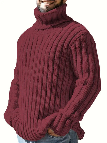 Einfarbig Rollkragen Pullover Herren Mode