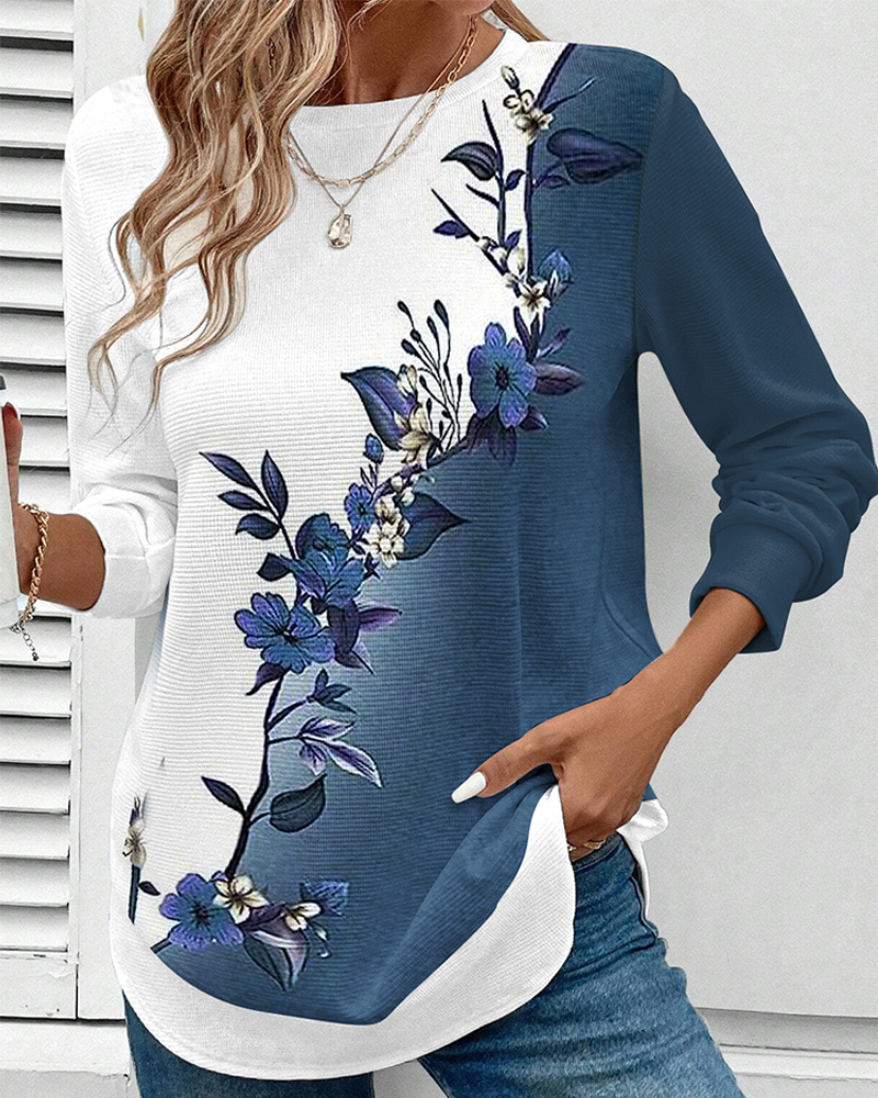 Sommerkleid Rundhals Blumenprint Farbenfroh