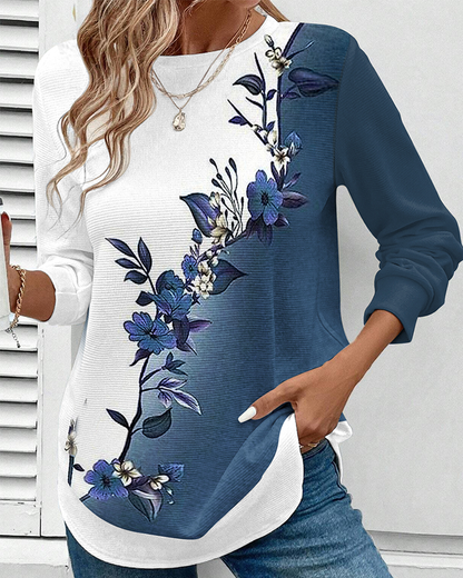 Sommerkleid Rundhals Blumenprint Farbenfroh