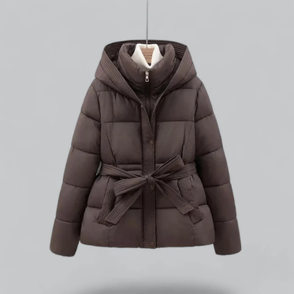 Stylische Daunenjacke Damen Gürtel Kapuze