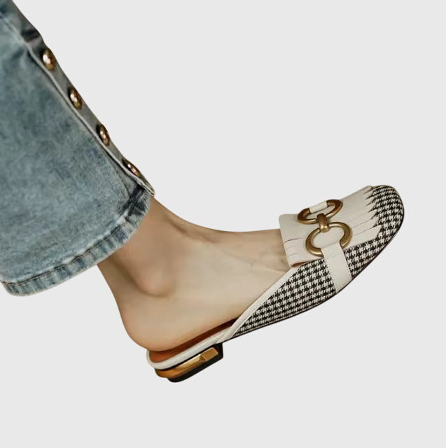 Damen Slip-On Sandalen Schnalle Modern