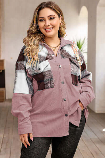 Große Größen Karo Jacke Damen Kurzjacke
