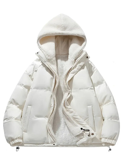 Stylische Winterjacke Fleece Kapuze Warm