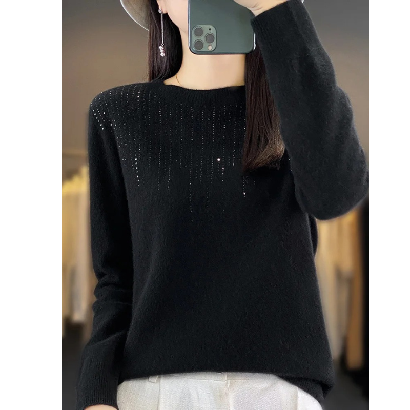 Damenschwitzerpullover Weich Glitzernd