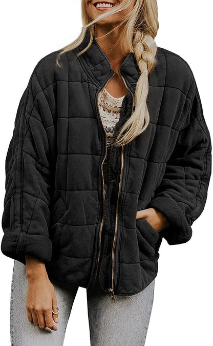 Frauen Winterjacke Plaid Mit Taschen