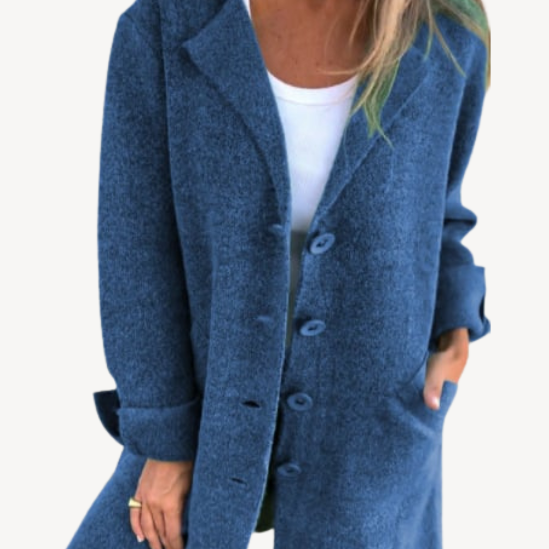 Frauen Langjacke Wollmischung mit Knöpfen