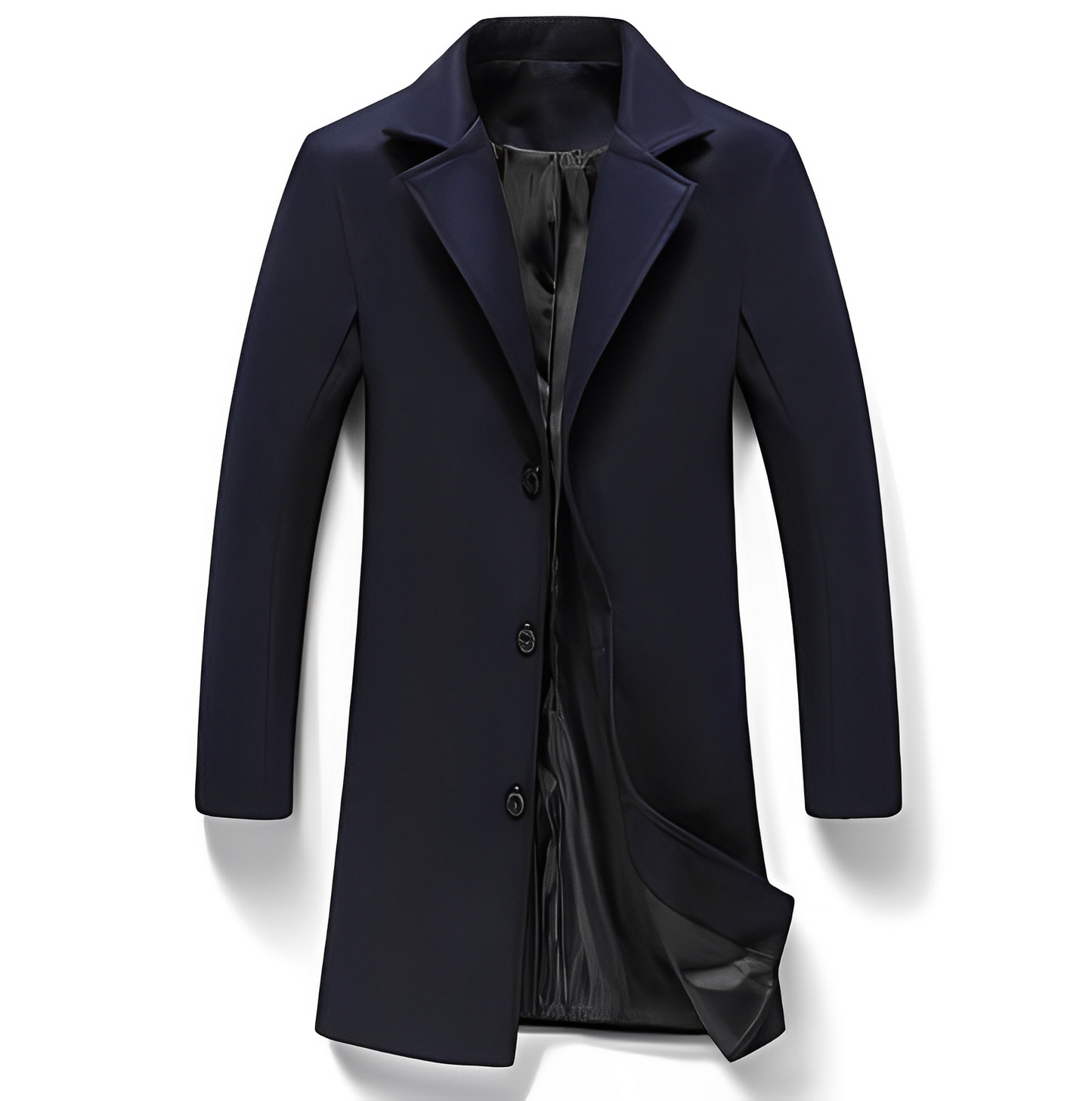 Eleganter Herren Wollmantel Formal Schwarz
