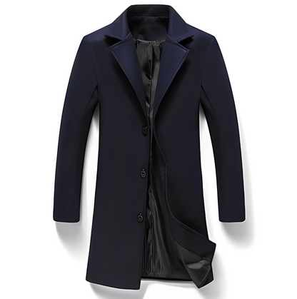 Eleganter Herren Wollmantel Formal Schwarz