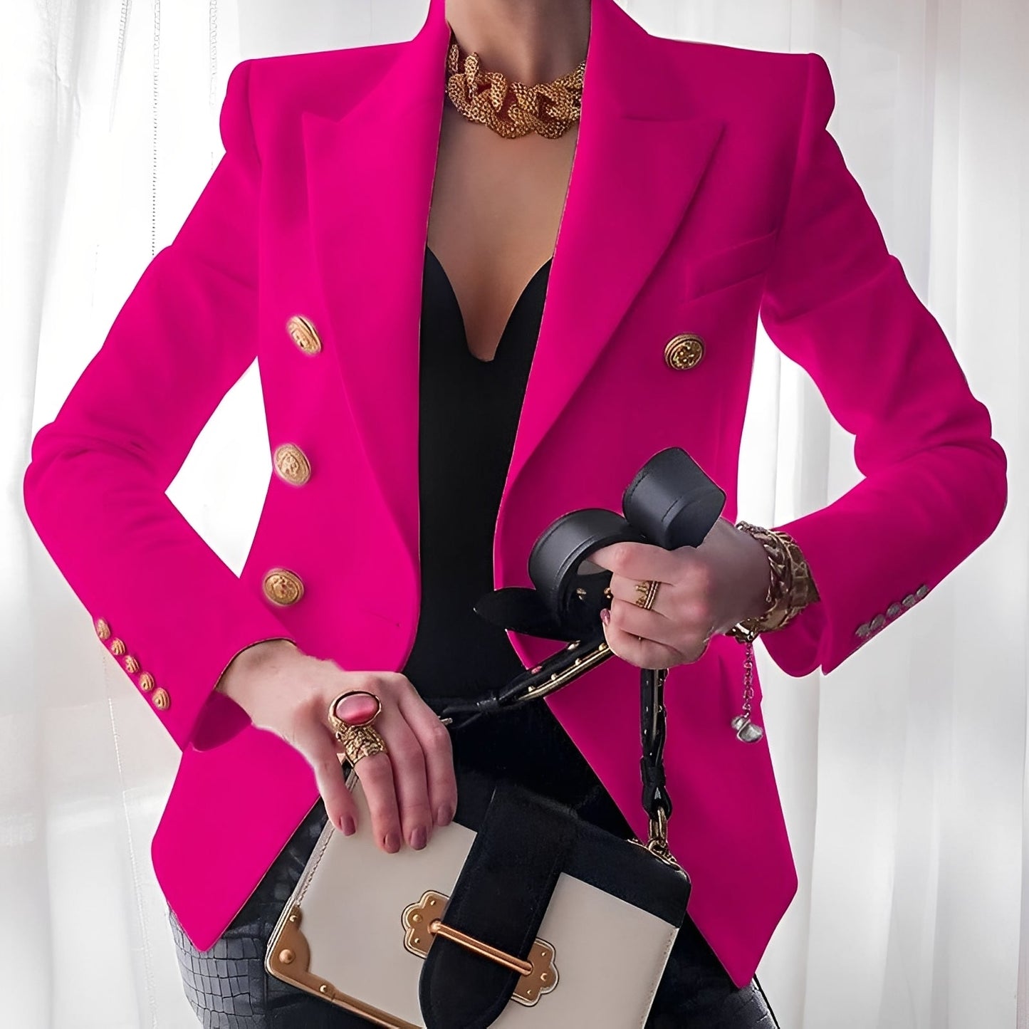 Eleganter Damenblazer mit Knöpfen Classic Design - IdealeKleiden
