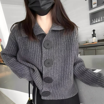 Modischer Damen Cardigan Große Knöpfe