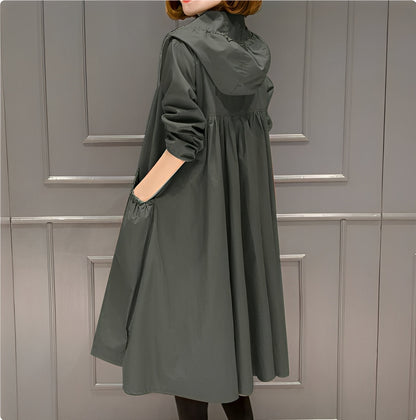 Stylischer Damen Regenmantel Kapuze
