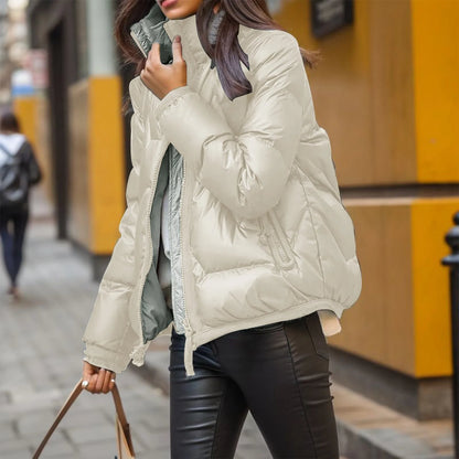 Modische Steppjacke Glänzend Schwarz