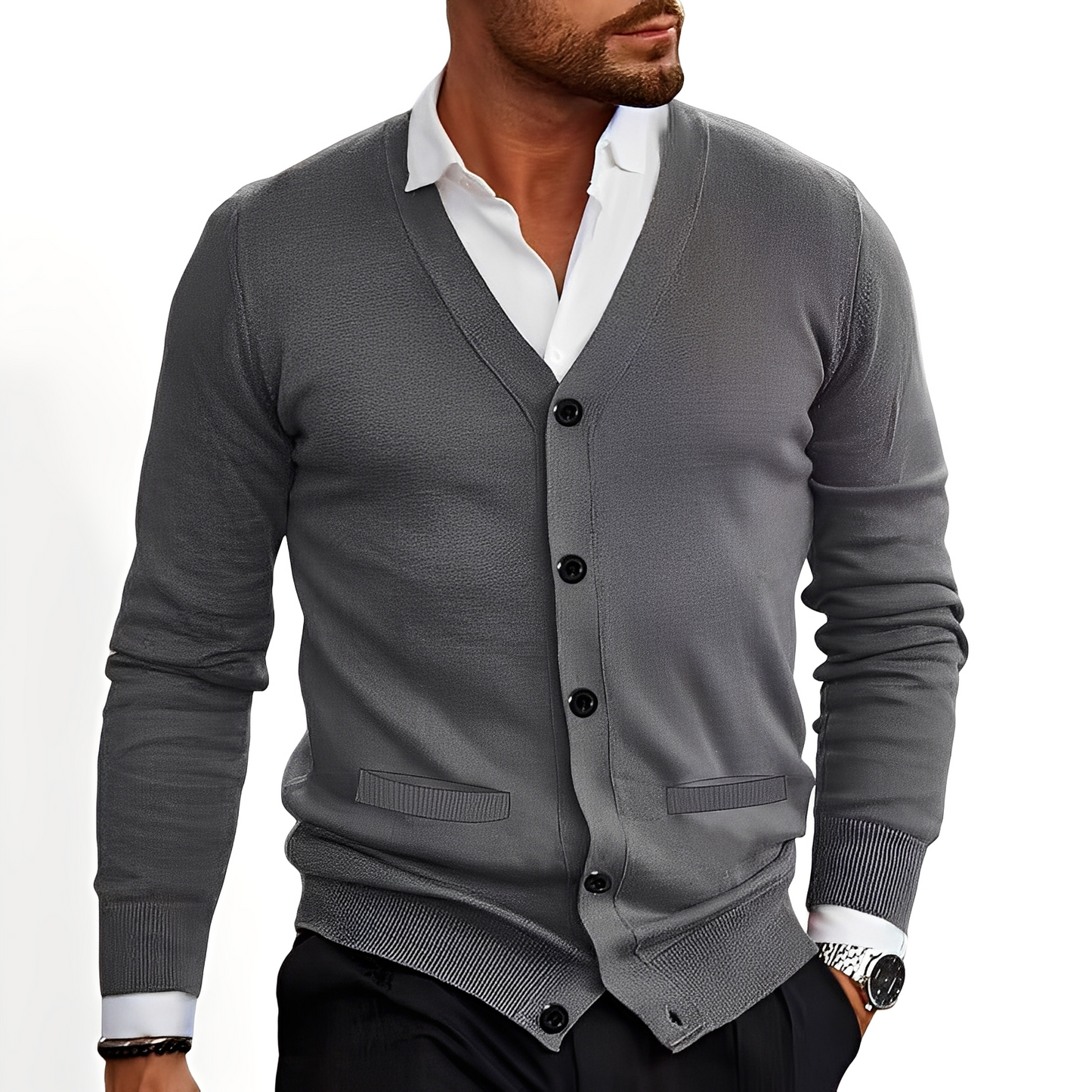 Stylischer Herren Cardigan mit Knöpfen Elegantes Design
