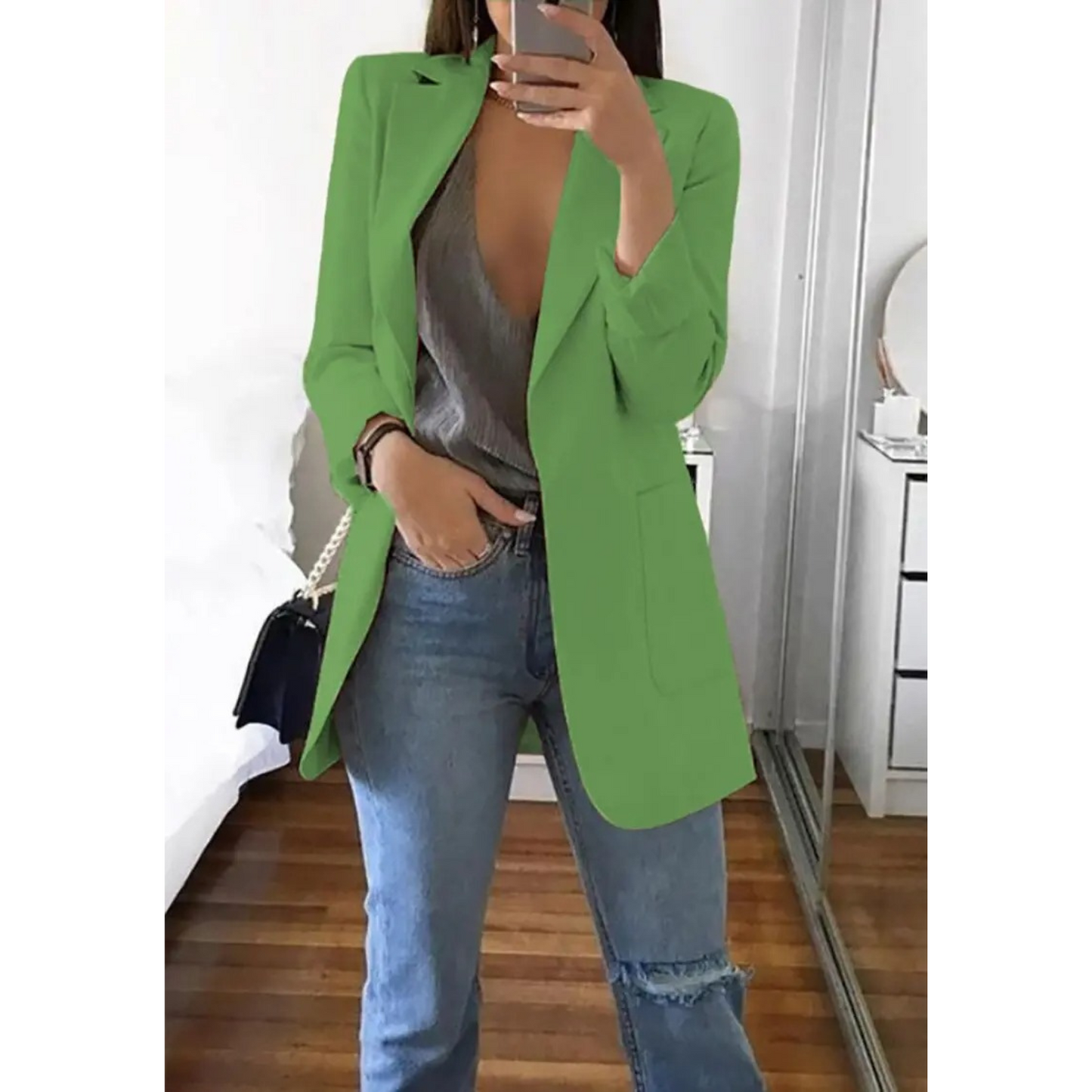 Damen Blazer Khaki Herbst Mode