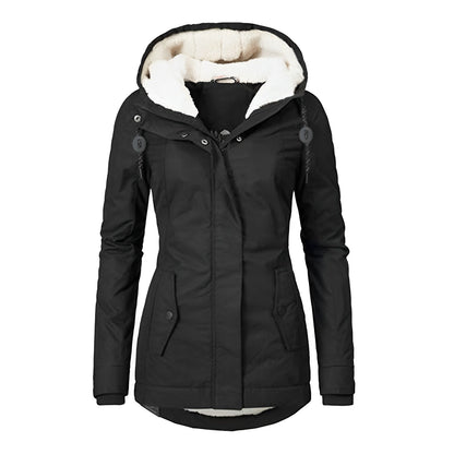 Damenschutzjacke Warm Plüsch Kapuze Winter