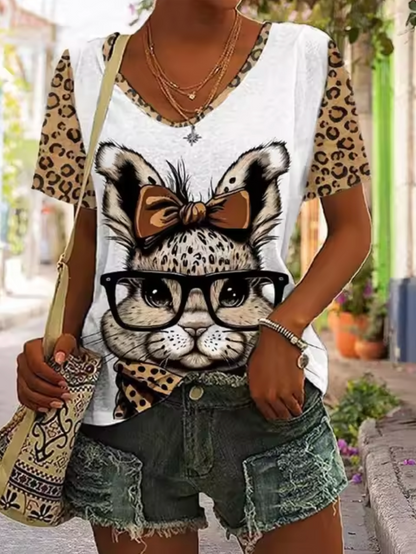 Weiße T-Shirts mit Niedlich Hasen Design