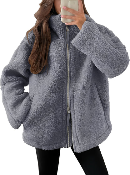 Stilvolle Damen Wolljacke Reißverschluss