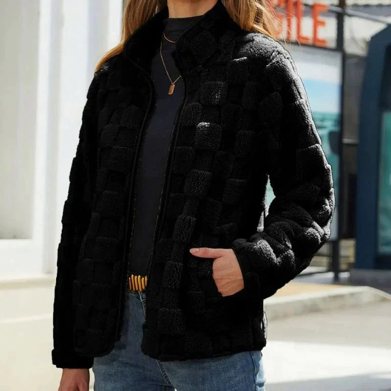 Karierte Winterjacke Damen Trendy
