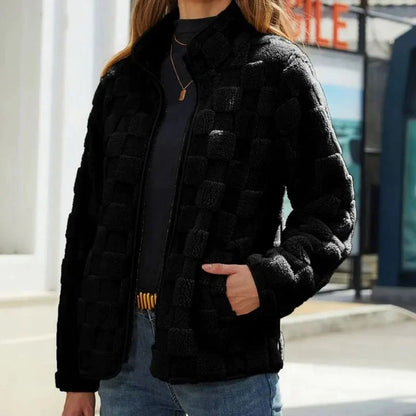 Karierte Winterjacke Damen Trendy
