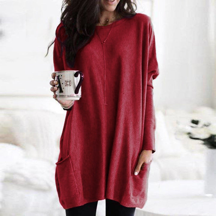 Weite Damenpullover mit praktischer Tasche
