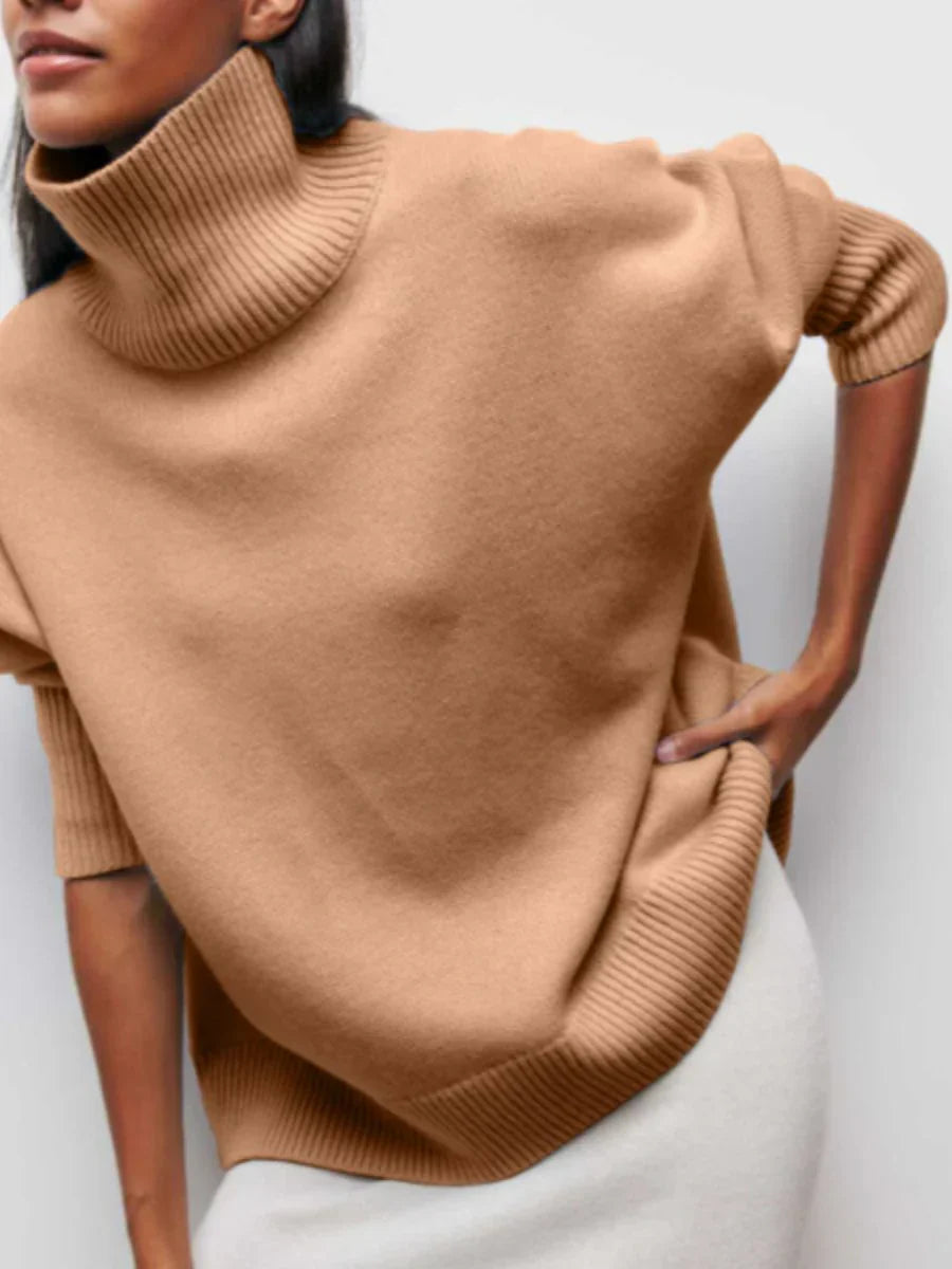 Großer Strickpullover Damen Stehkragen Modisch