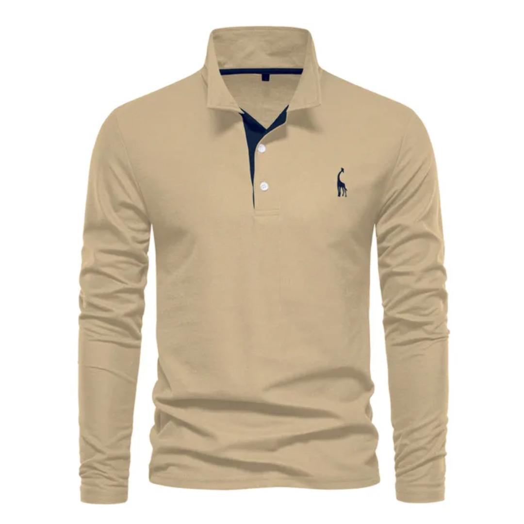 Herren Poloshirt Langarm Klassisch Elegant