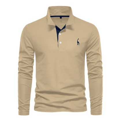Herren Poloshirt Langarm Klassisch Elegant