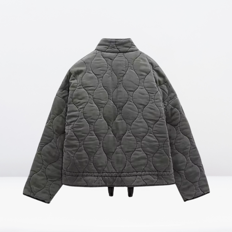 Damen Steppjacke Warm mit Kordelzug & Reißverschluss - IdealeKleiden