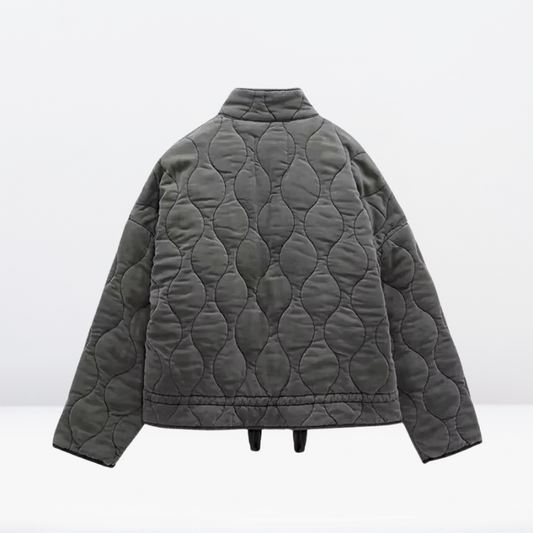 Damen Steppjacke Warm mit Kordelzug & Reißverschluss - IdealeKleiden