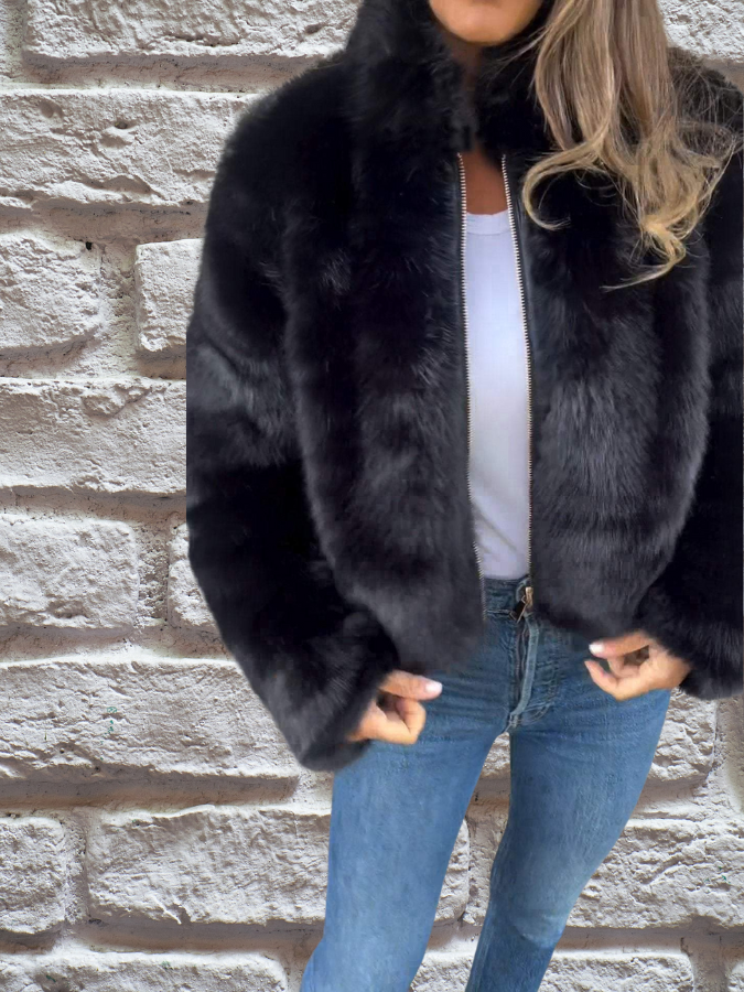 Damen Samtjacke Weich Plüsch Überzug