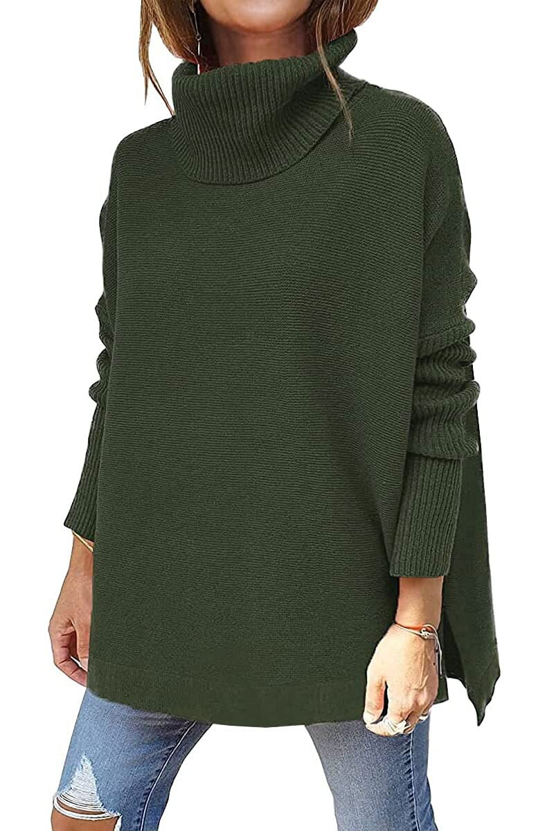 Damen Pullover Bequem Rollkragen Herbst
