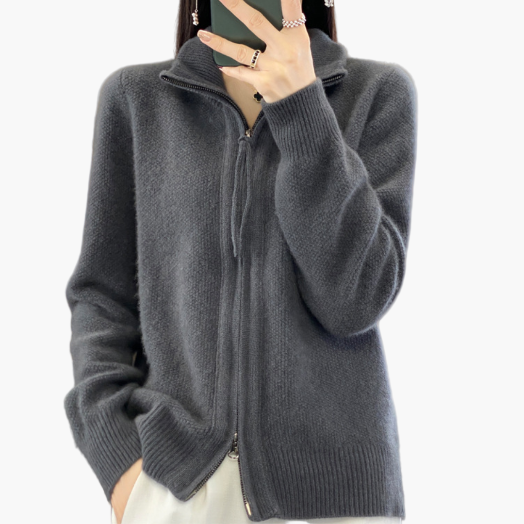 Moderne Strickjacke Reißverschluss Elegant