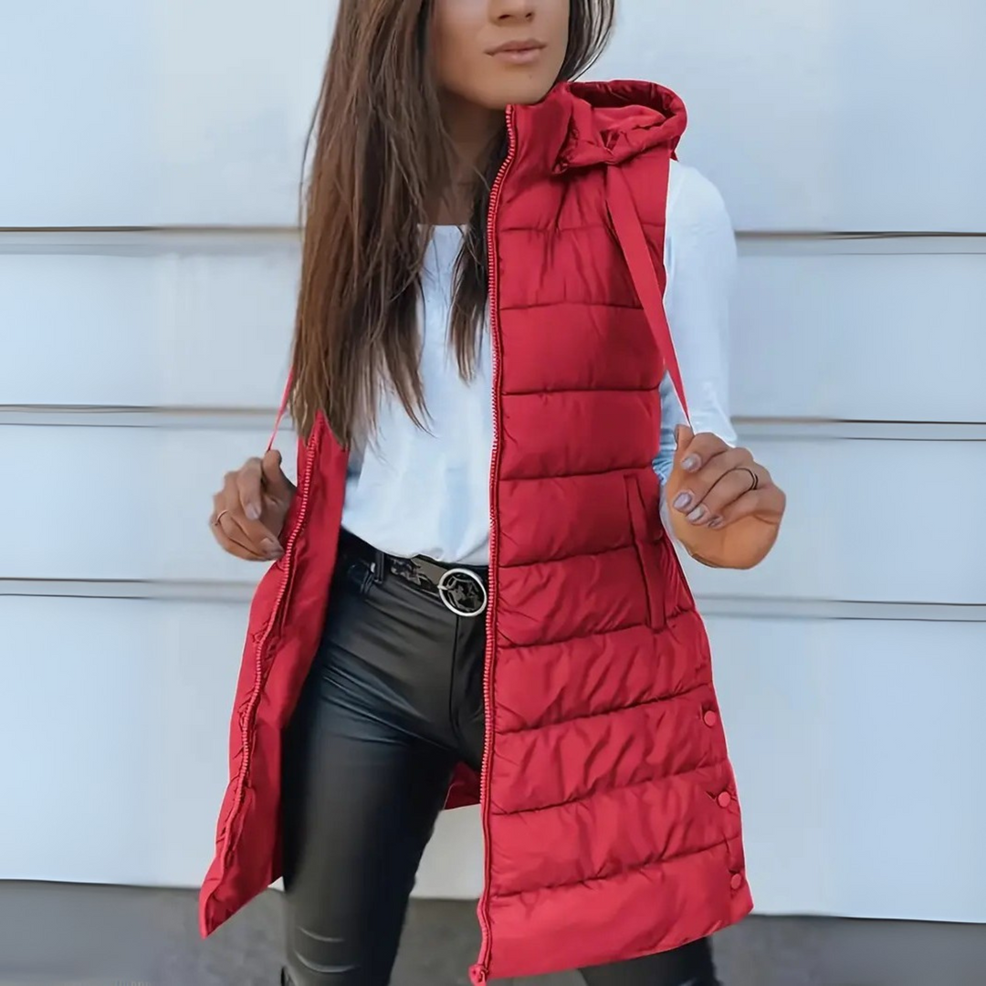 Lange Daunenweste Warm & Stylish
