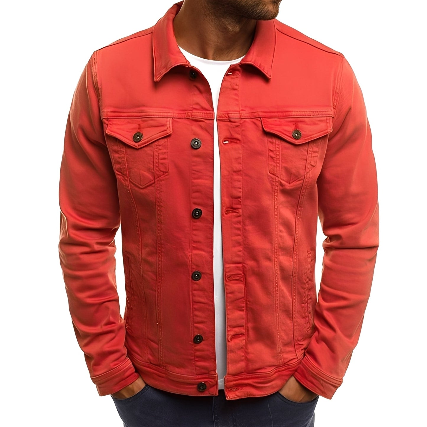 Männer Denimjacke Modern mit Taschen