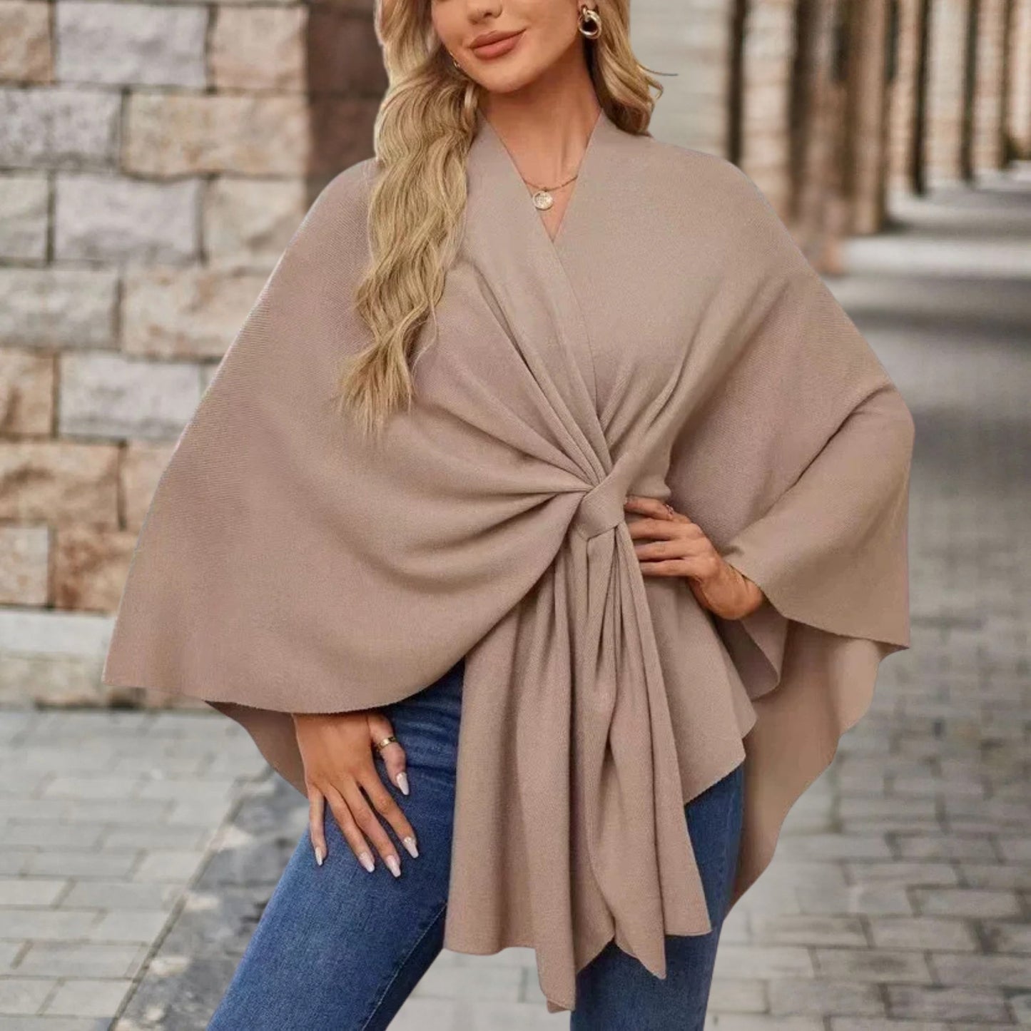 Damen Top mit Cape Effekt und Vorderknoten