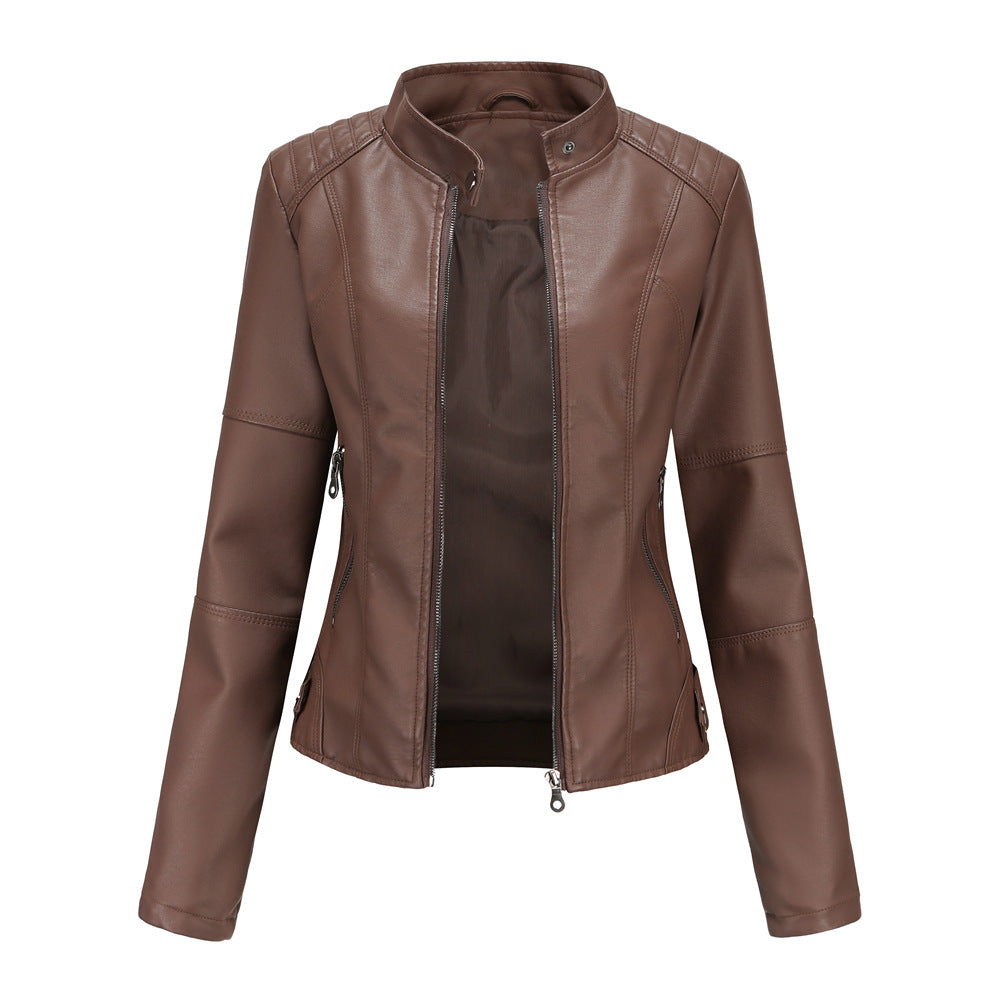 Modische Lederjacke Damen Slim Fit