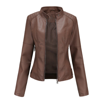 Modische Lederjacke Damen Slim Fit