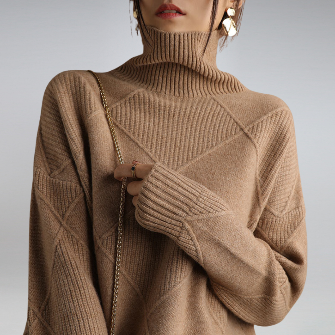 Weiche Damenpullover Kaschmir Rollkragen Oversized - IdealeKleiden