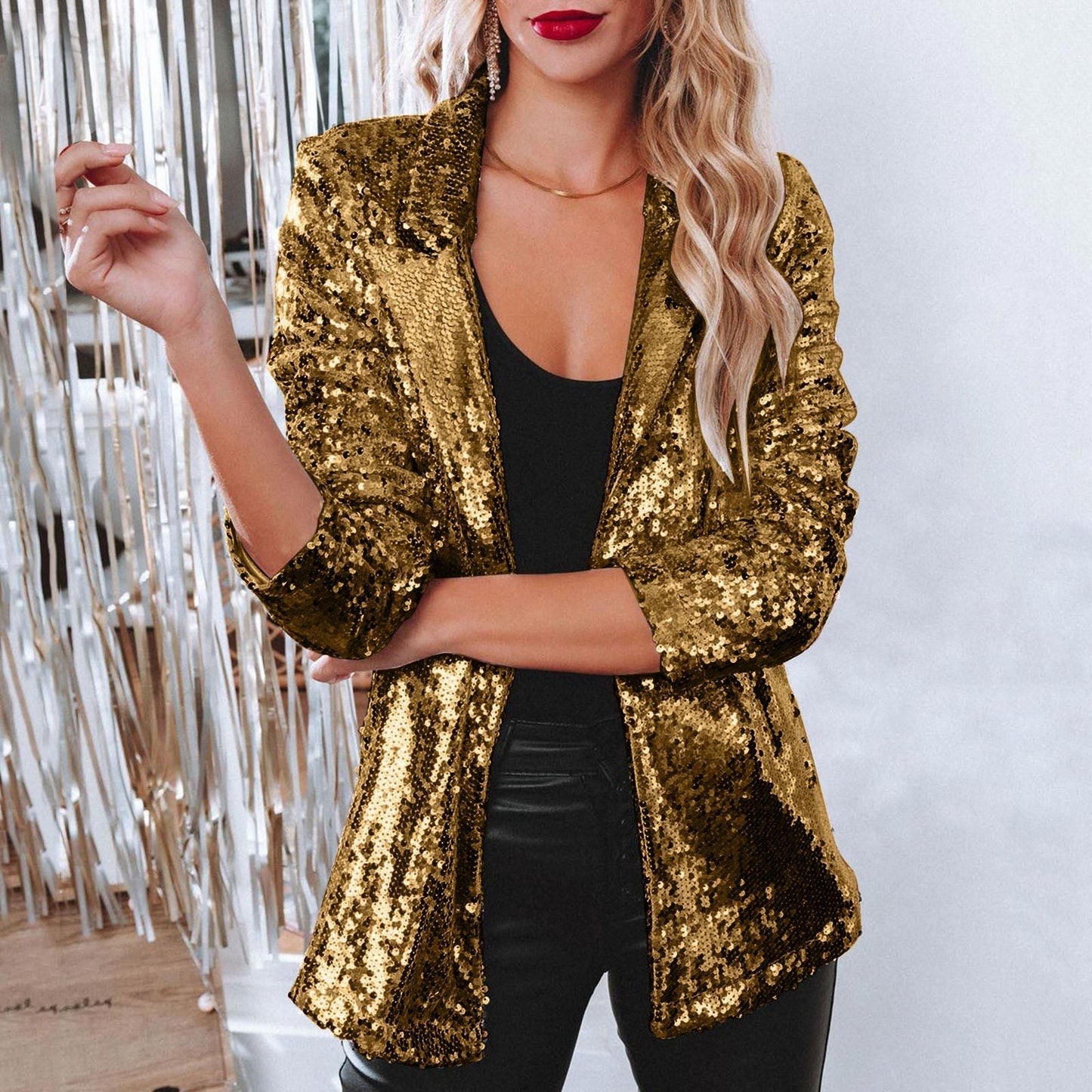 Glitzernder Pailletten Blazer Damen