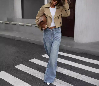 Damen Trenchcoat Klassisch Kurz Modisch - IdealeKleiden