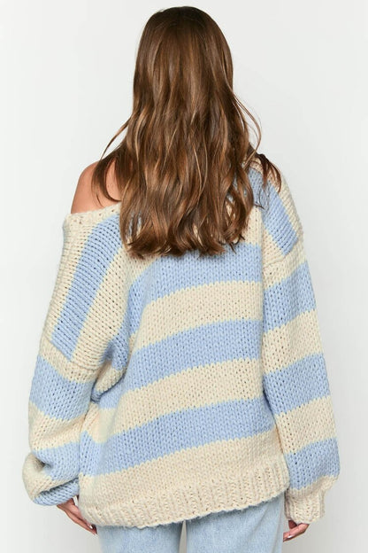 Stylischer Strickpullover Schulterfrei Trendy Herbstmode - IdealeKleiden