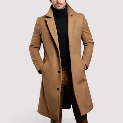 Herren Wintermantel Lang Warm Wollig