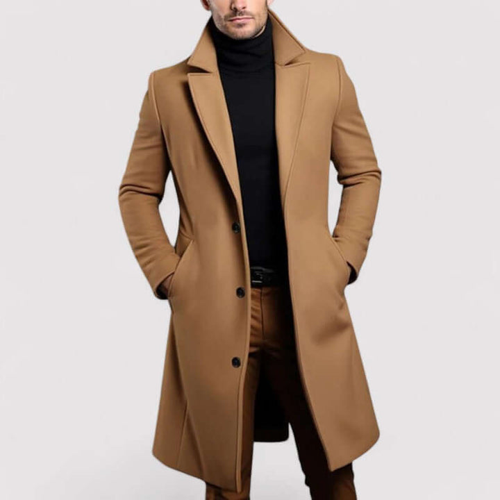 Herren Wintermantel Lang Warm Wollig