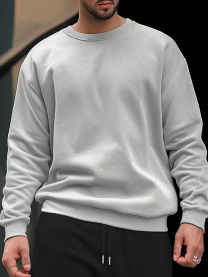 Einfarbiger Rundhals Pullover Männer