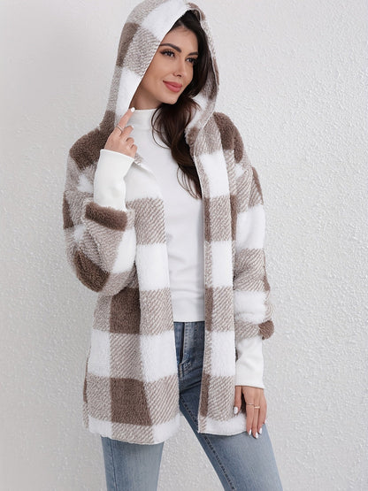 Kapuzenjacke Frauen Lange Ärmel Warm Gemütlich - IdealeKleiden
