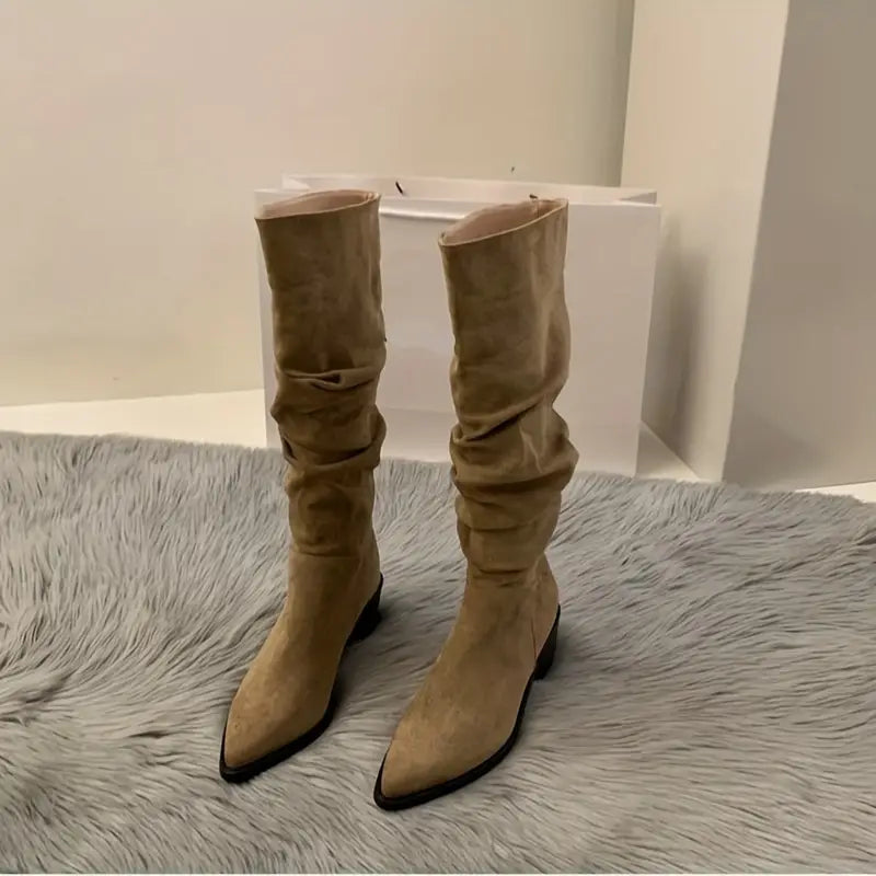 Stilvolle Knöchelstiefel Wildleder Spitze High Heel